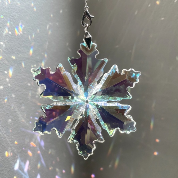 Crystal Snowflake Sun Catcher Christmas Tree Decor Czech Bohemia Crystal Gift - Picture 4 of 5